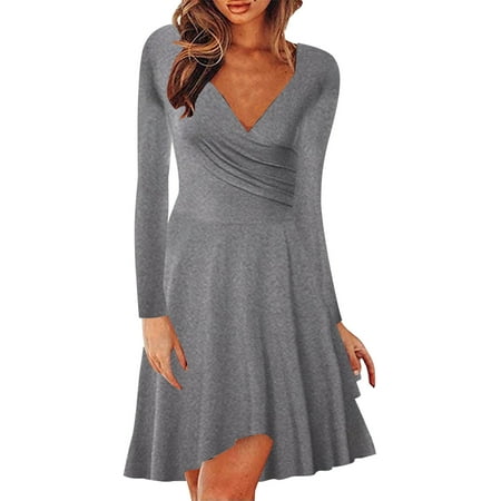 

Ersazi Women Short Sleeve Round-Neck Knee-High Dress Women s Dress Fashion Stylish Solid A-Line Long-Sleeved Elegant Dress Blue Maternity Dress Women Fashion Solid Color A Line Elegant Dress