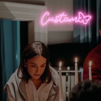 UPONRAY Single Line Custom Neon Signs with Butterfly, Usb Powered with Adjustable Brightness Wall Decor for Gifts, Pink, 16 inch