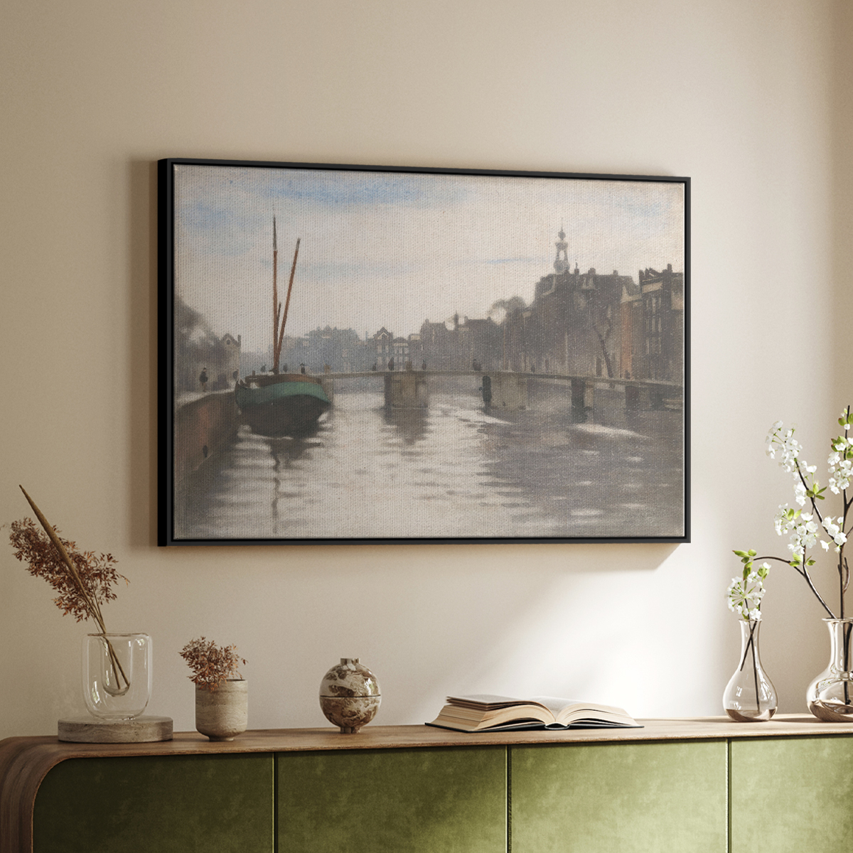 Vintage Landscape-CCCLVI By Wexford Home Framed in Black Wood Gallery Wrapped Canvas 27 in. x 41 in.