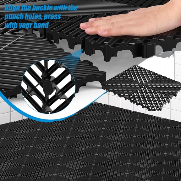 Tereitr Interlocking Garage Floor Tiles, 15.75 x 15.75-Inch, Black, 20 Piece Set