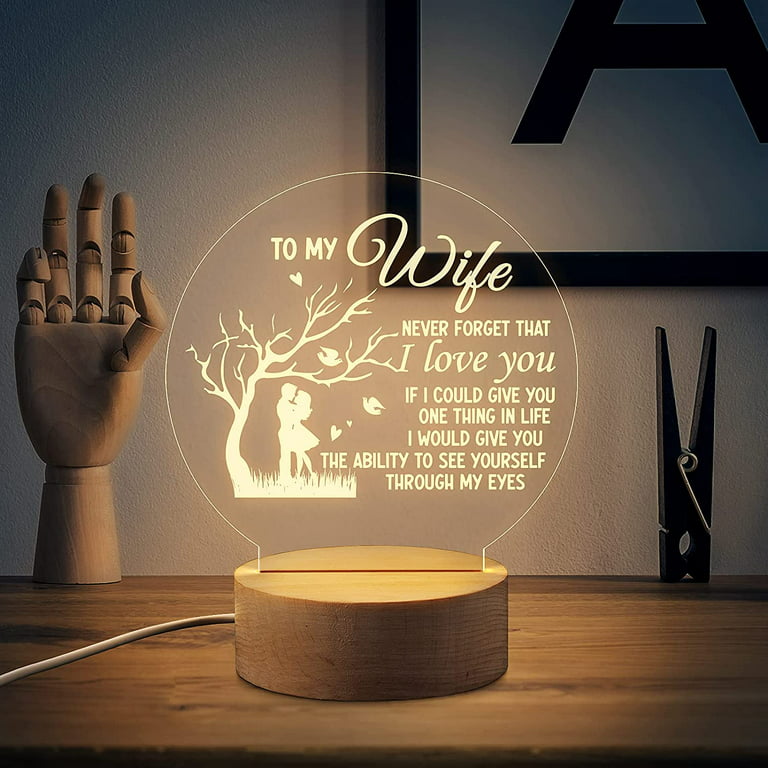  KAAYEE Valentines Day Gifts for Her Wife from Husband -  Engraved Night Light Lamp, Wife Birthday Gifts, to My Wife Anniversary  Wedding Mothers Day Idea Gifts for Wife Women : Home
