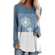 thumbnail image 2 of Suéter holgado de manga larga para mujer, cuello redondo, estampado informal, sudadera para niña, azul, 3XL Eigraketly AP003825-12, 2 of 5