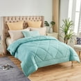 thumbnail image 1 of All Season Down Alternative Comforter,Quilted Duvet Insert - Hypoallergenic, Fluffy, Ultralsoft,Aqua,Queen 88"L x 68"W, 1 of 5