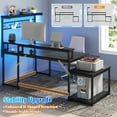 thumbnail image 5 of Enhomee  L Shaped Desk Gaming Desk with LED Light & Power Outlet 55.1 Inch Reversible L Shaped Computer Desk with Storage  Shelf, Corner Desk for Home Office Desk, Black, 5 of 9