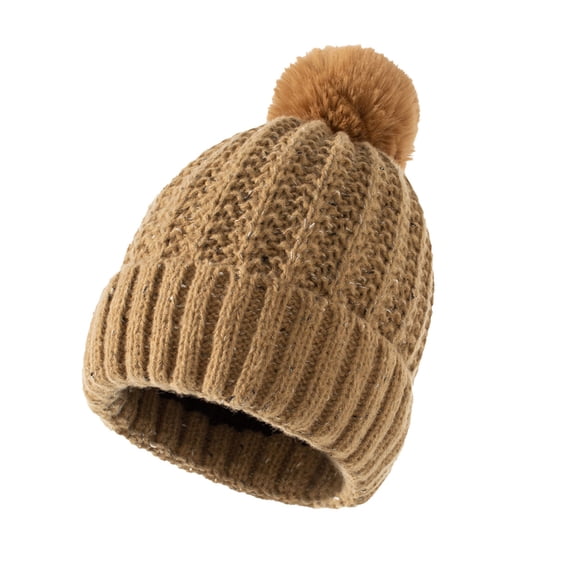 AJGRHE Knitted Winter Hat With Pom For Mens Womens Warm Baseball Caps Brown One Size