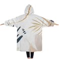 thumbnail image 2 of Oversized Wearable Blanket Hoodie,Blue Boho Abstract and Plant Pattern Sherpa Blanket Hoodie with Super Pockets,Super Warm Fuzzy Pullover for Women & Men, 2 of 6