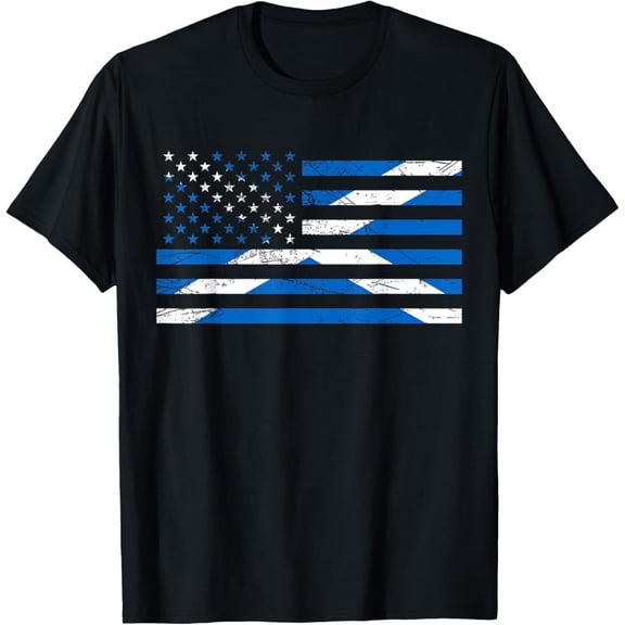 Scotland Scottish America American Heritage Origin USA Flag T-Shirt