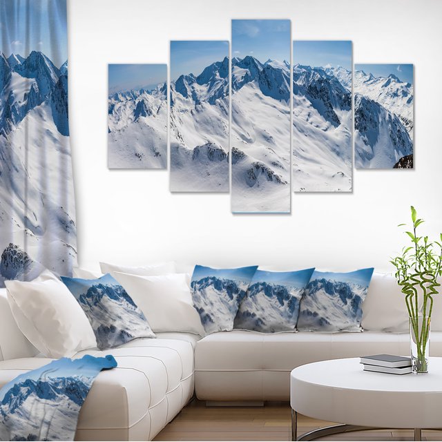 Snowy Mountains Panoramic View - Landscape Canvas Art Print