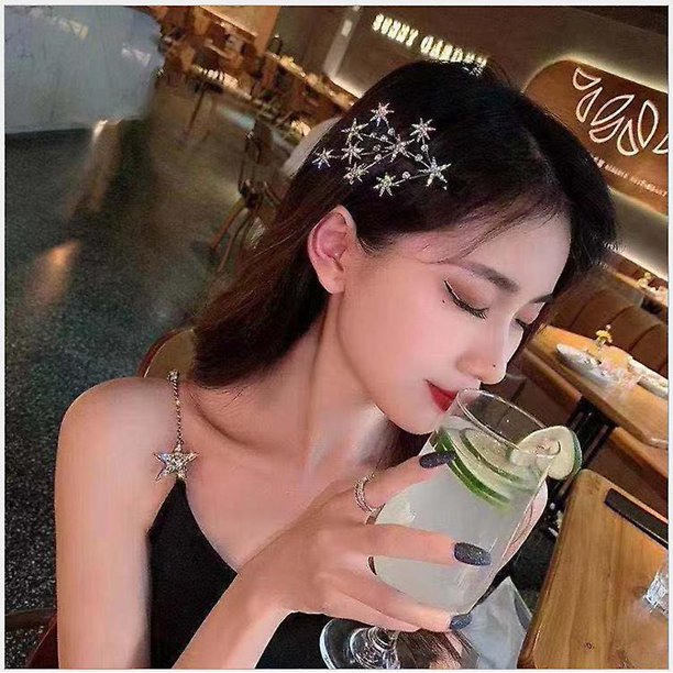 Gypsophila Horquillas Elegantes Gypsophila Clips laterales Gypsophila Tocado Mujer Gypsophila Duckbill Clips Estrella Horquillas para mujeres y niñas (2 piezas, ShuxiuWang 8390613527738