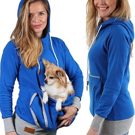 Men Women Pet Pouch Hoodie Long Sleeve Big Kangaroo Pocket Pullover Cat Puppy Holder Hooded Sweatshirt