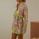 thumbnail image 5 of Vestido informal de manga larga con cuello en V y solapa con estampado de flores y cordones para mujer de primavera y otoño Pompotops  hdfakjf9651, 5 of 9