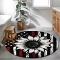 thumbnail image 4 of Vintage American Flag Round Area Rug 4ft, Black Red Striped Sunflower Washable Non-Slip Circle Rugs for Bedroom Living Room Kitchen, Soft Non Shedding Circle Carpet for Dining Room Dorm, 4 of 9