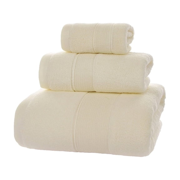 Huzdenx 3‑Piece Cotton Towel Set, Includes Face Washcloth, Hand Towel & Bath Towel, Soft Highly Absorbent Bathroom Towels, Multiple Colors Available