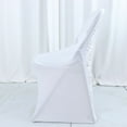 thumbnail image 6 of Balsa Circle White Satin Rosette Back Spandex Stretchable Fitted Folding Chair Cover Party Events Decorations, 6 of 8