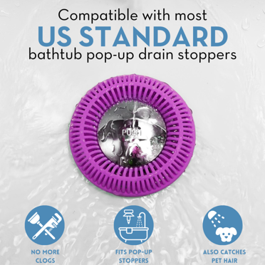 TUBRING The Ultimate Tub Drain Protector / Hair Catcher / Strainer - Gray Silicone