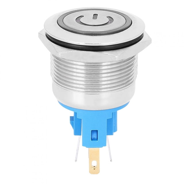 2Pcs DC3-6V 22mm 6-Pin Interrupteur à Bouton-Poussoir en Acier Inoxydable Réinitialiser Interrupteur avec SignWhite