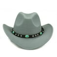 thumbnail image 6 of Manunclaims Western Cowboy Hat, Fashion Rivet Roll Up Wide Brim Western Cowboy Cowgirl Hat Sombrero, Jazz Cap with Beaded Trim for Men Women, 6 of 8