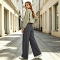 thumbnail image 4 of Sorvello Womens Wide Leg Baggy Sweatpants Fleece Lined Lounge Sweat Pants,Drawstring Sweatpants with Pockets, Fall Winter Dark Gray 2XL, 4 of 7