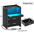 Set of 2 LED Nightstand with Charging Station&LED Lights & 2 Drawers, Modern Night Stand Bedside