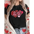 thumbnail image 1 of Camiseta informal de manga corta con estampado de corazones de San Valentín para mujer, cuello redondo, transpirable, 100 % algodón, lavable a máquina. Para adultos, hombres, mujeres, adolescentes, jó, 1 of 8