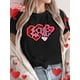 thumbnail image 1 of Valentine's Day Love Heart Print Casual - Women's Crew Neck Short Sleeve T-Shirt, Breathable 100% Cotton, Machine Washable Tee For Adult, Men, Women, Teen, Teenager, Adolescent, Youth, 1 of 5