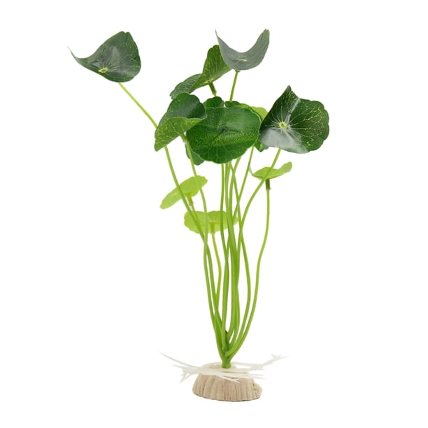 Adorno de planta de decoración de pecera de acuario de hierba de plástico verde con Base de cerámica