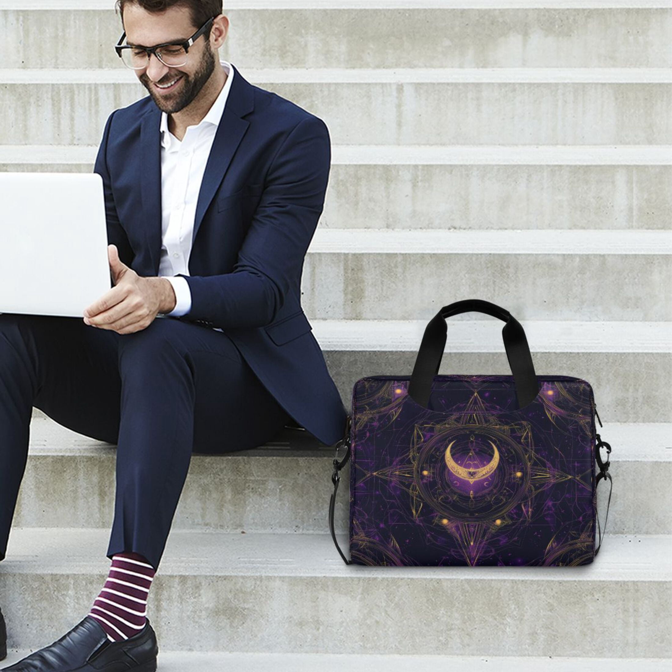 16" Laptop Tote Bag Laptop Sleeve Case Computer Briefcase for Work & Travel Ancient Symbol Pattern