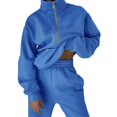 thumbnail image 3 of Conjunto de chándal de dos piezas para mujer, sudadera con capucha de cuello alto y cremallera de manga larga con pantalones deportivos, conjunto de chándal para correr, 3 of 3