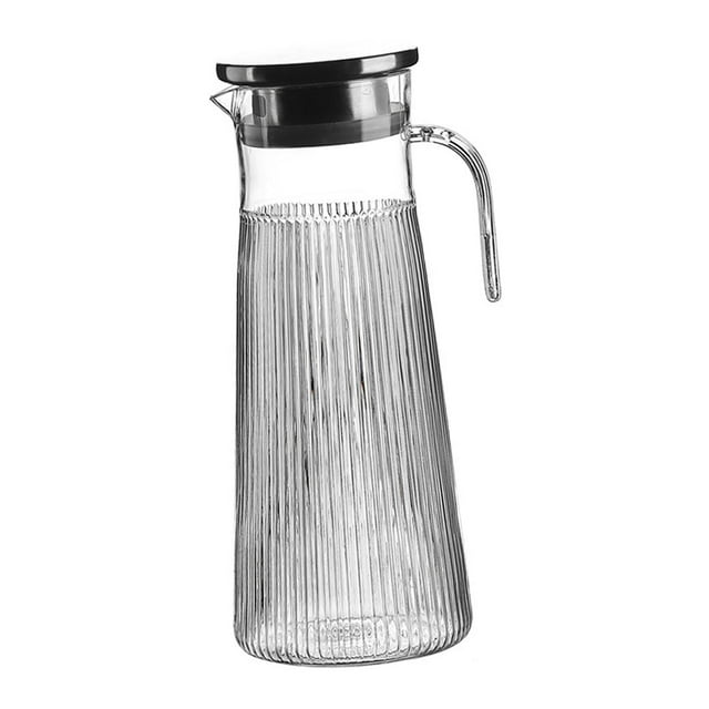 Jarra de bebidas, jarra de jugo, jarra de agua y tapa para refrigerador con asa, transparente, caliente 1.6L