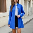 thumbnail image 2 of Womens Fall Jacket Elegant Stand Collar Singel Wool Solid Plus Size Clothes Outfits Blue, 2 of 4