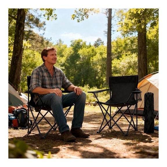 BNHHYYDS Camping Chairs 2 Pack, Lightweight Folding Chairs with Cup Holder
