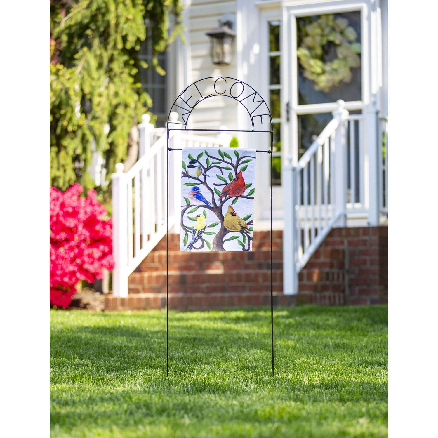 Evergreen Welcome Garden Flag Arbor Stand- 18 x 52 Inches Garden and House Flag Accessories