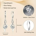 thumbnail image 6 of Lancharmed Hypoallergenic Earrings Zirconia Dangle with Twisted 8 Characters Silver Plated Earring Gifts for Women, 6 of 8