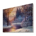 thumbnail image 2 of Designart 'Dark Blue Silhouettes of Trees With Winding River' Lake House Print on Natural Pine Wood, 2 of 5