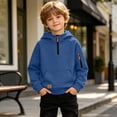 thumbnail image 6 of Piuwrlz Boys Hood Sweatshirts Pullover with Pockets Zipper Warm Casual Hoodies Navy Size 12 Years, 6 of 10