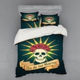 thumbnail image 2 of Ambesonne Sugar Skull Bedding Set 3 Pcs, Day of Dead Grunge, Twin, Dark Teal, 2 of 3
