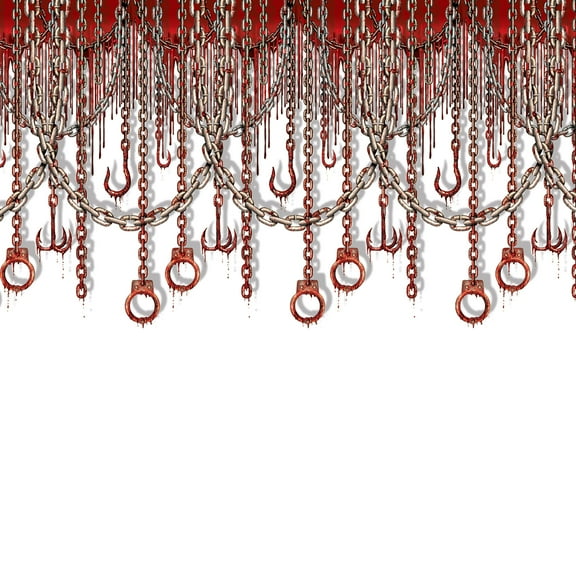 Bloody Chains & Hooks Backdrop, 4' x 30', (1/Pkg)