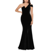 Betsy & Adam Women's Long One Shoulder Velvet Gown Black Size 10