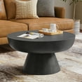 thumbnail image 3 of Charmaine 30 inch Wide Contemporary Metal Round Pedestal Coffee Table in Black Nickel, Assembled, 3 of 11