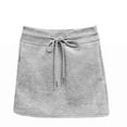 thumbnail image 4 of Bovxnpu Women Skirt Women's Sweat Mini Skirt Drawstring Sports Skater Skirt Basic Casual High Waisted Mini Skirts Beach Vacation Summer Outfits, 4 of 7