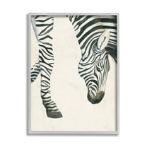 Stupell Industries Zebra Grazing Striped Safari Animal Hoof Detail Gray Framed by Grace Popp