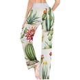 thumbnail image 5 of Women's Cactus Flowers Pajama Pants, Casual Pajama Bottoms Lounge Pants Wide Leg, 5 of 7