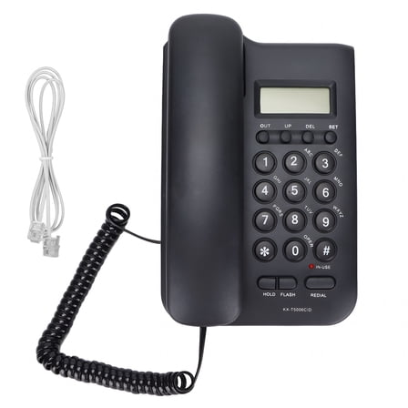 GJX Landline Telephone Caller ID Phone Dial Corded Phone Caller ID for Home Office Hotel, Black