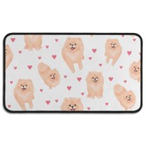 Pomeranian Dogs with Hearts Door Rugs,Washable Non Slip Door Mats Indoor,Decorative Door Mats,Entry Mat Indoor for Entrance,Bedroom,Kitchen,Bathroom,30"x17"