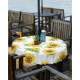 thumbnail image 2 of nqOlkjepod Sunflower Outdoor Tablecloth with Umbrella Hole & Zipper, Yellow Summer Floral Watercolor Round Table Cover 54 Inch, Dining Waterproof Table Cloth Protector for Patio/Party/Picnic, 2 of 7