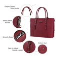 thumbnail image 3 of Bolsa MOSISO para portátil, piel sintética, para mujer, 17-17,3 pulgadas, color rojo vino, 3 of 6