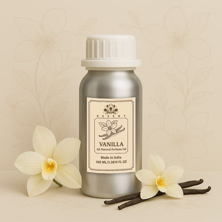 Essent Vanilla Unisex Roll-On Attar – 3.38 fl. oz. (100 ml) | Long-Lasting Natural Fragrance |Premium Vetiver Scent| Alcohol-Free Perfume Oil