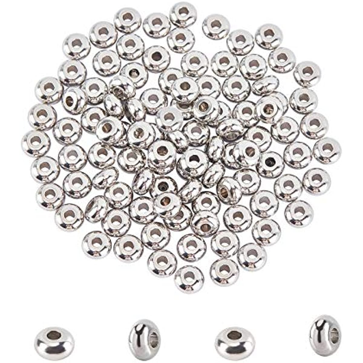Metal Spacer Beads, Silver Rounded Disc Beads, Donut Shaped Beads, 4.8 –  Paper Dog Supply Co