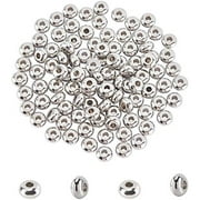 100pcs 2mm Rondelle Metal Beads Spacer Beads 6mm Diameter Stainless Steel Rondelle Bead Loose Beads Metal Spacers for Jewelry Making Findings DIY Stainless Steel Color