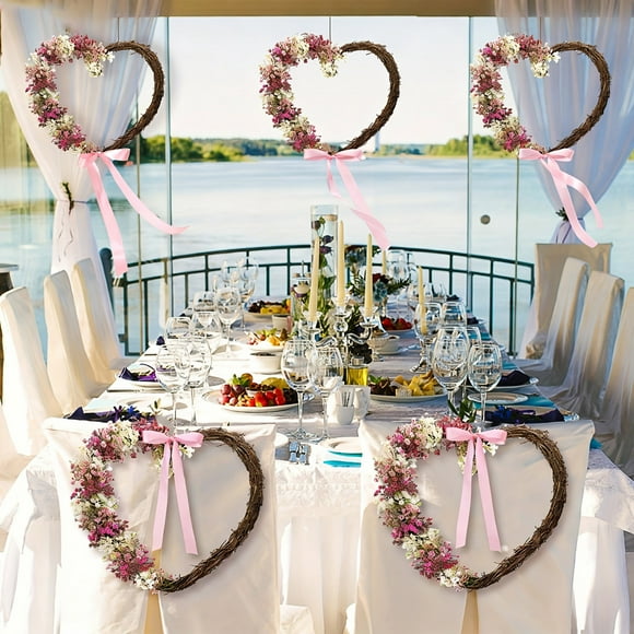 Decoraciones para el día de San Valentín, adornos para el día de San Valentín, regalos para el día de San Valentín, corona floral con lazo de corazón hueco para el día de San Valentín, decoración para